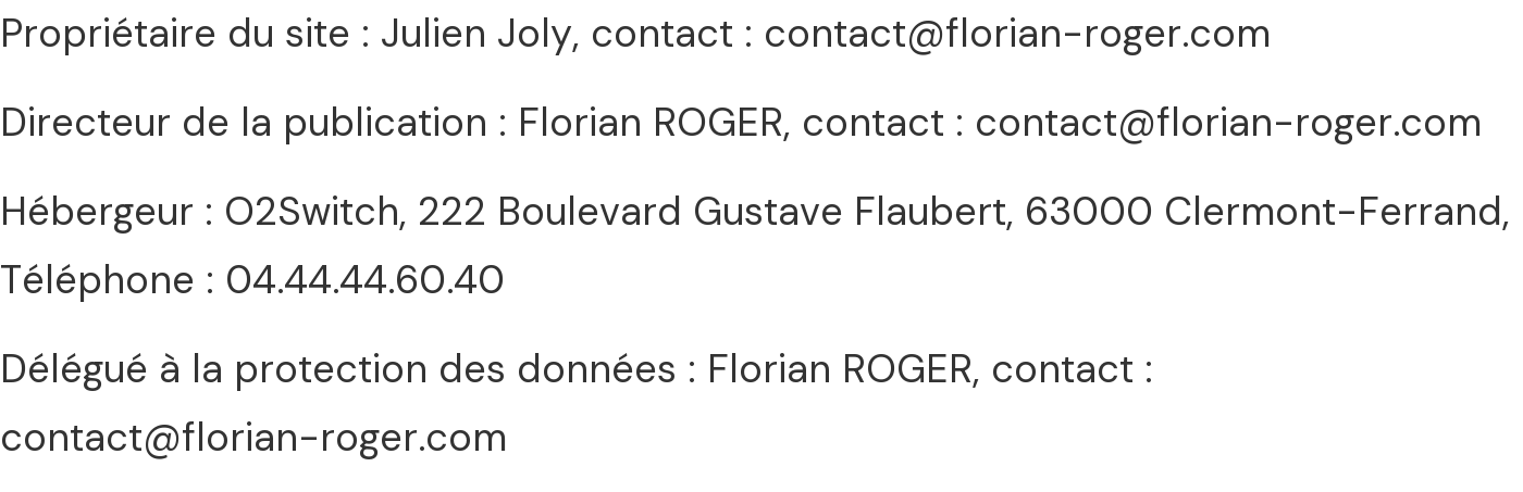 Coordonnées du propriétaire du site, du directeur de la publication, de l’hébergeur et du délégué à la protection des données